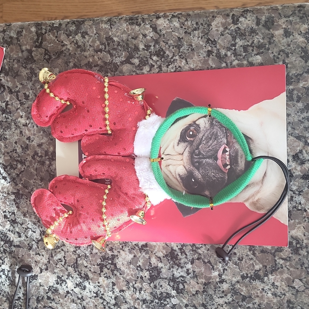 Heart to Tail PET HOLIDAY HEADBAND toggle for secure fit, fabric headband new .